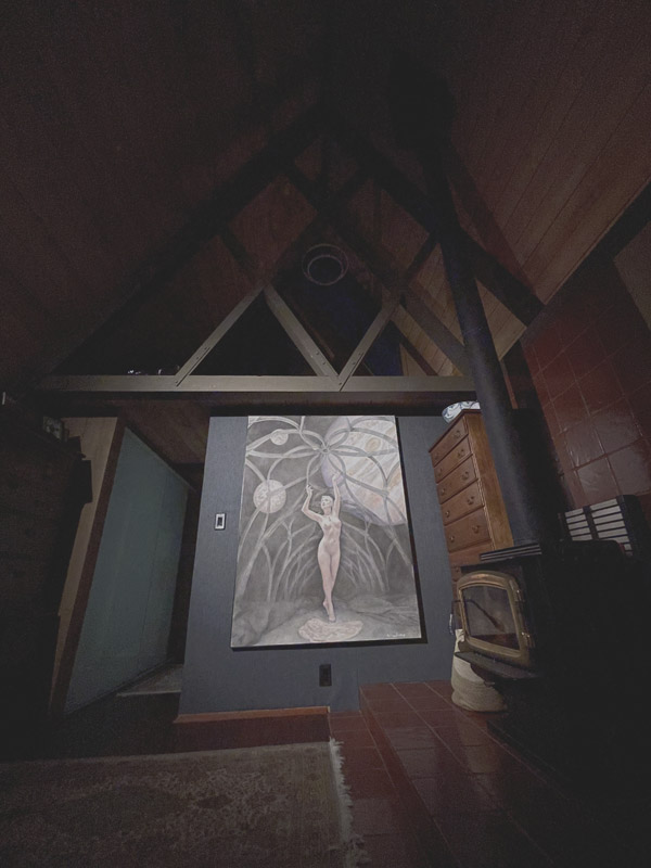 Newberry, The World Is Not Enough, 2018, oil on linen, 64x48". In the Surber home.