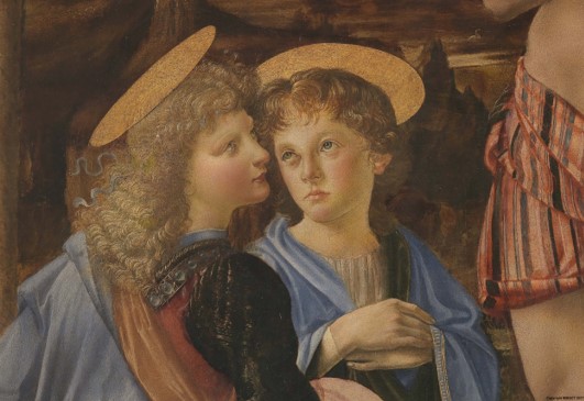 The Baptism of Christ (1472–1475) by Verrocchio and da Vinci, Uffizi Gallery