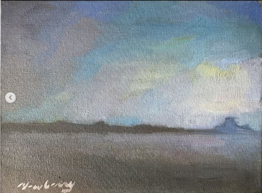 Newberry, View from Picnic Island in Florida, oil on panel 9x12"