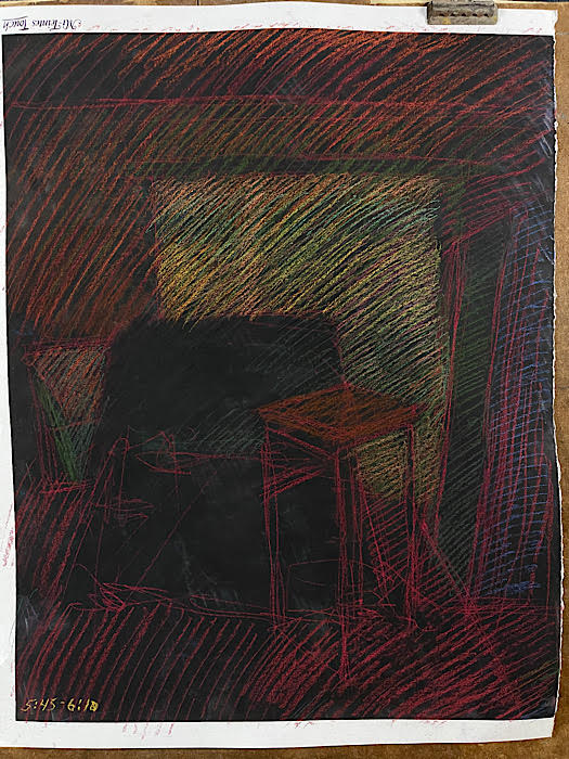 Newberry, Chair and Table, wip, pastel